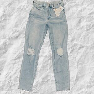 NWT Good American Good Legs‎ Crop 27 Mid rise  Stretch Skinny Distressed jeans